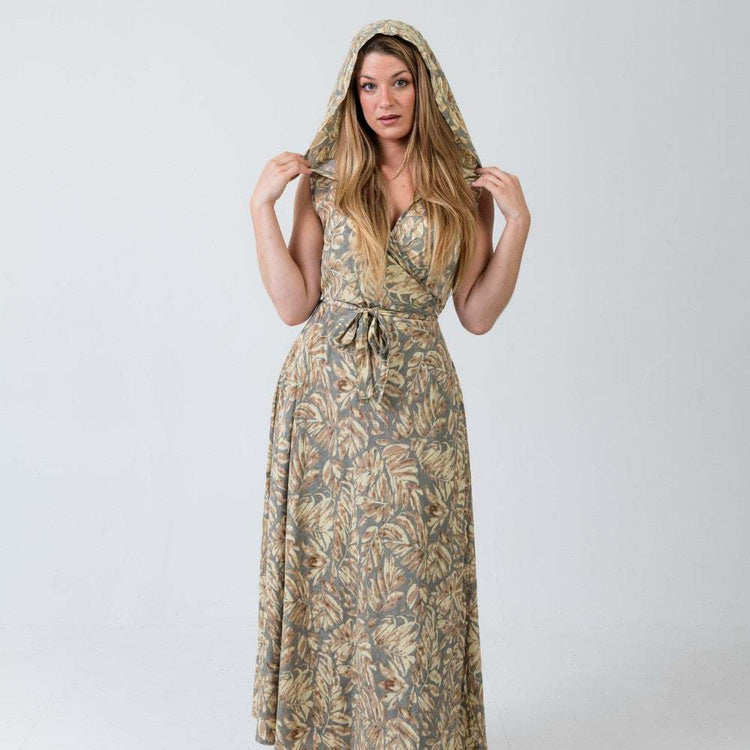 vestido con capucha bohemio largo mujer Arena Formentera