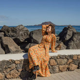vestido largo cruzado bohemio mujer Arena Formentera