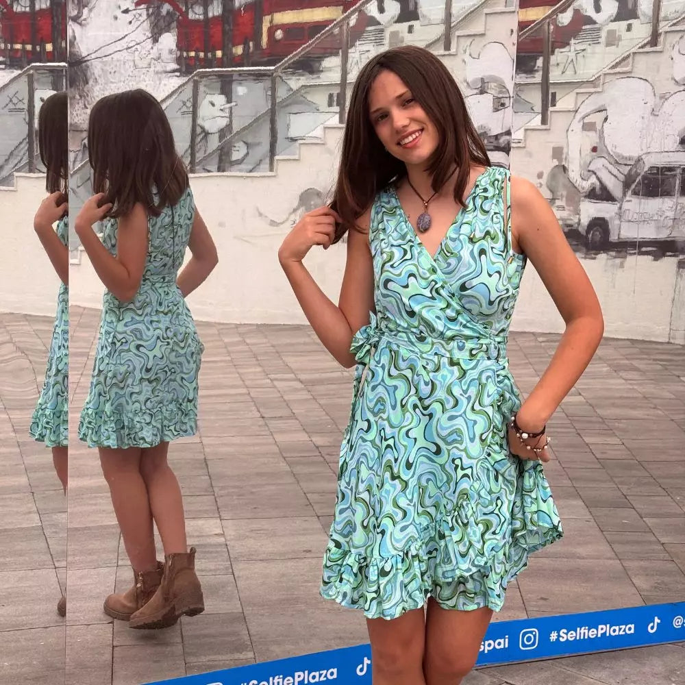 vestido cruzado corto teen mujer arena formentera