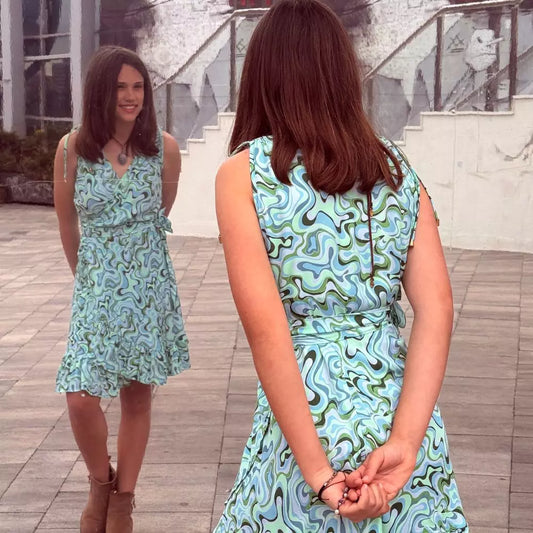 vestido cruzado corto teen mujer arena formentera
