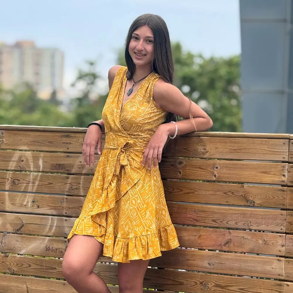 vestido cruzado corto teen mujer arena formentera